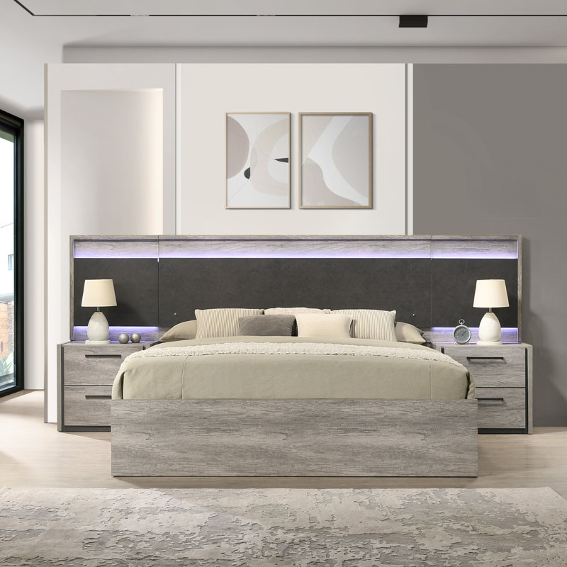 Ensemble de chambre à coucher standard 3 pièces Khadidra, Grand