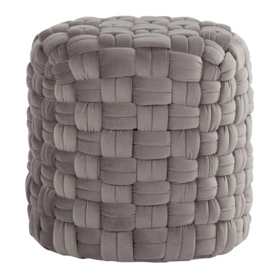 Round 16" Ottoman In Dark Grey Velvet
