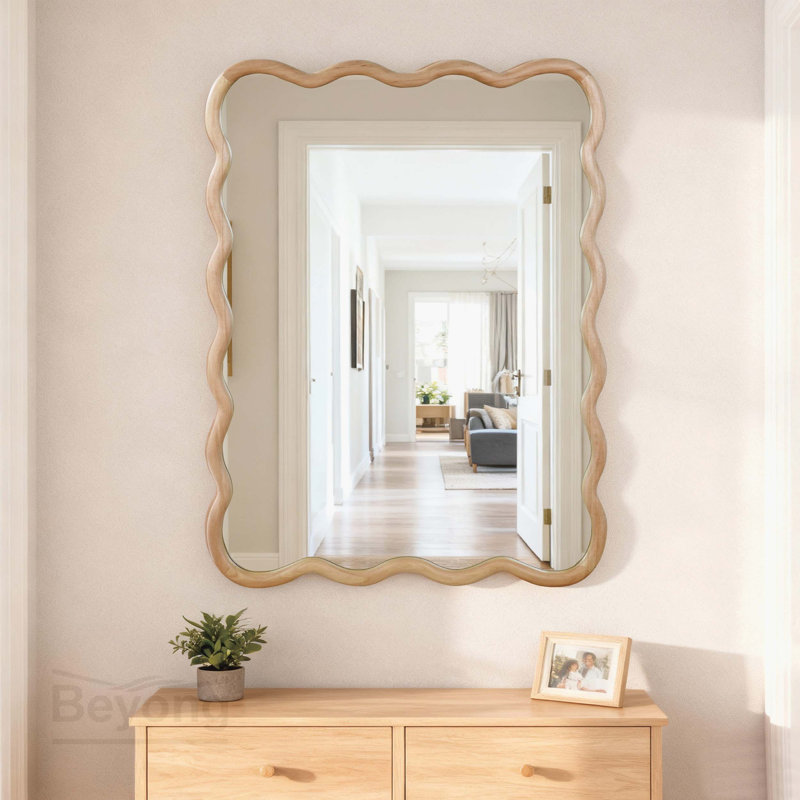 Miroir décoratif rectangulaire en bois massif 30 po x 40 po Natural Wood, 40 po x 30 po, Bois naturel