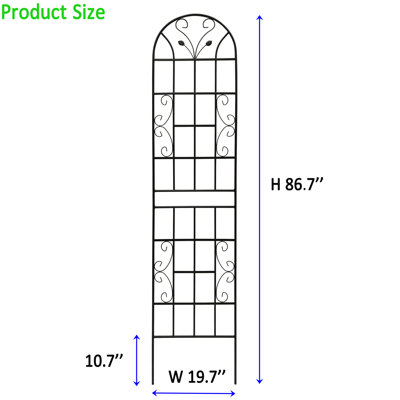 86.7" X 19.7" Garden Trellis, Metal Rustproof, Outdoor Plant Aid, Black, Easy Assembly Steps, Trellis 86.7"X19.7", Rustproof For Outdoors, To Install, Build
