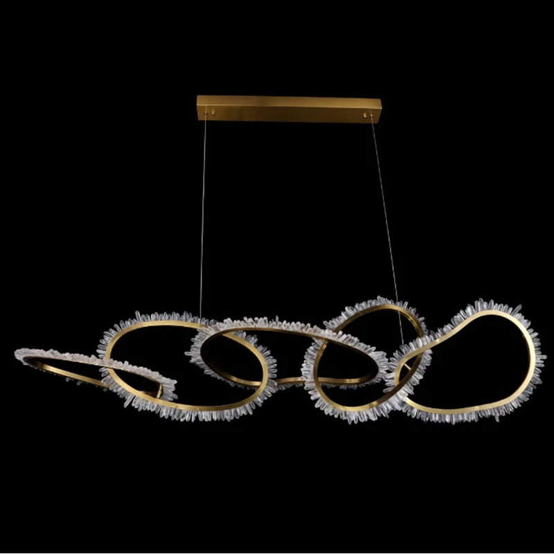 Natural Quartz 5 Rings Chandelier Lighting