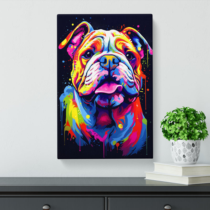 British Bulldog Futurism - Wrapped Canvas, 50cm H x 35cm W x 3cm D