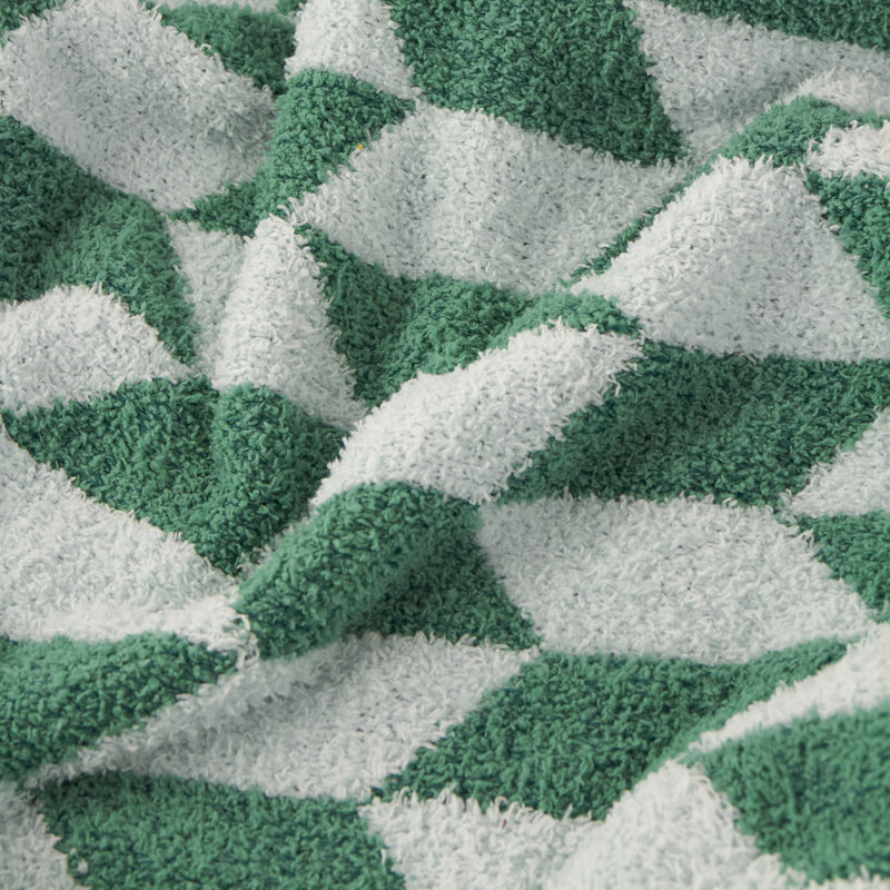 Olsen Knitted Throw Blanket, Green Geometric