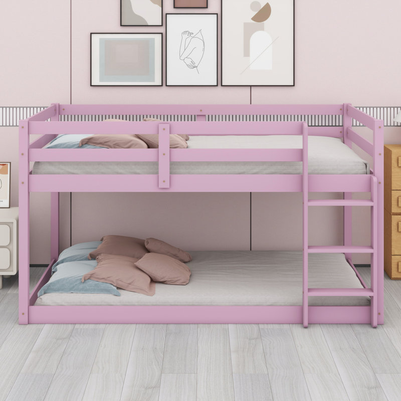 Lit superposé en bois avec échelle, Rose