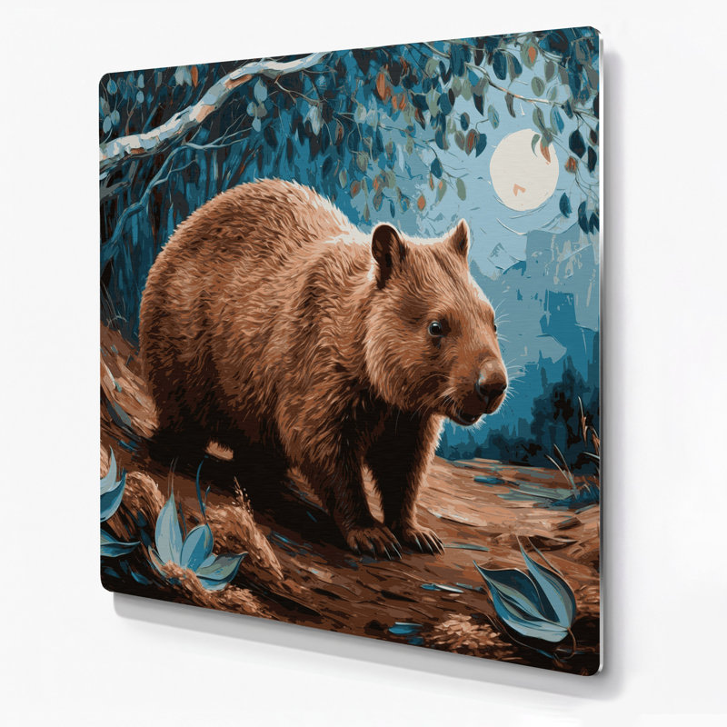 Faune, art mural gris en métal Wombat, H 12 po x l 12 po