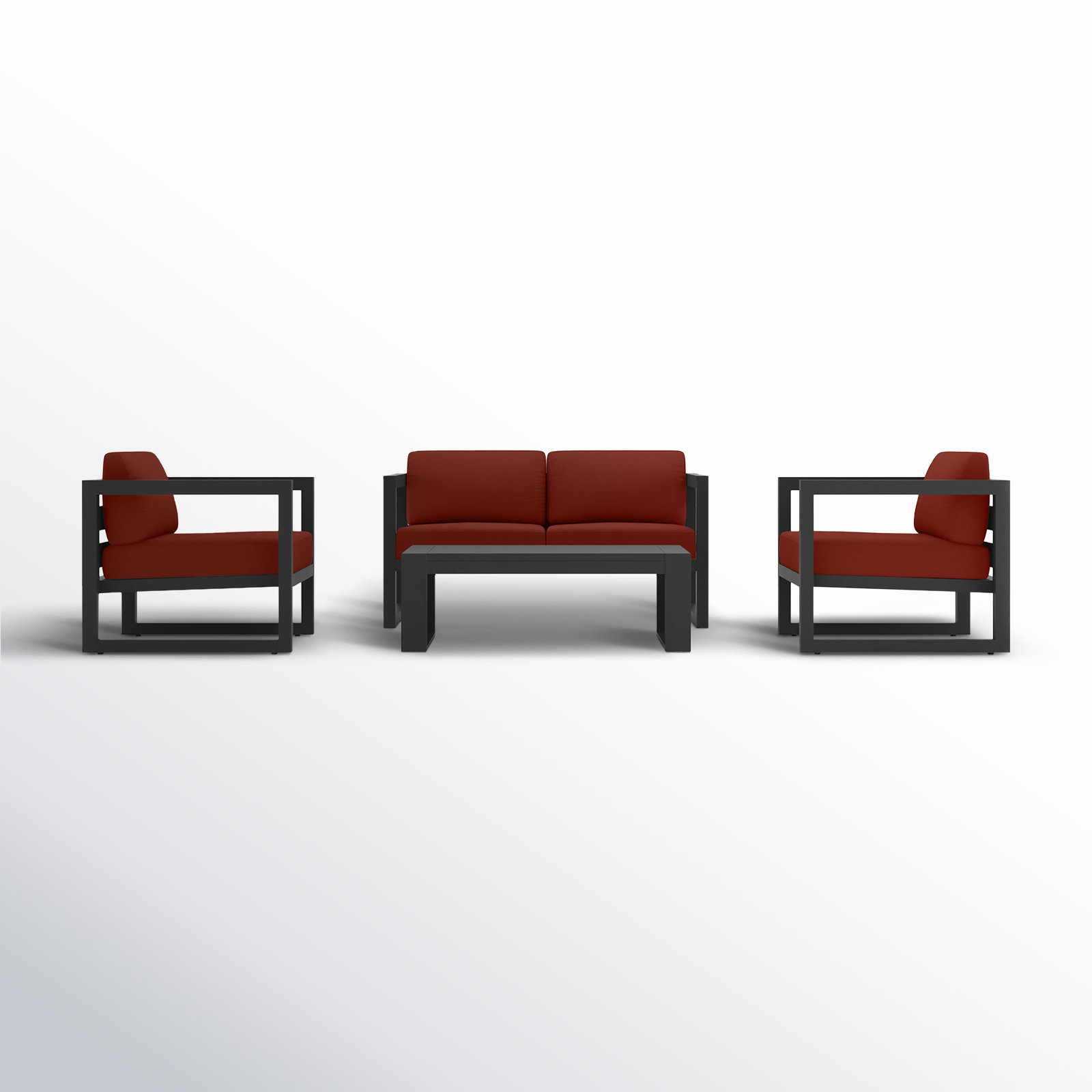 Smith 4 Piece Sofa Seating Group with Sunbrella® Cushions, Canvas Henna, Slate, 15.75" H x 45.25" W x 25.5" D