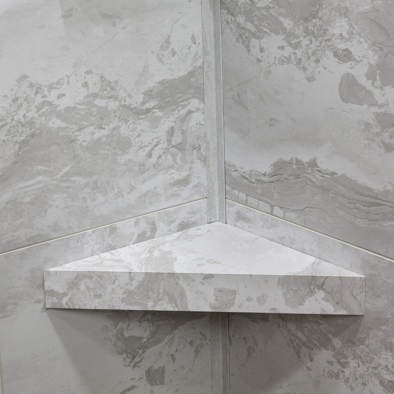 Palisade Vinyl Waterproof Corner Shower Shelf in Iced Pewter/Urban Fjord, Iced Pewter/Urban Fjord