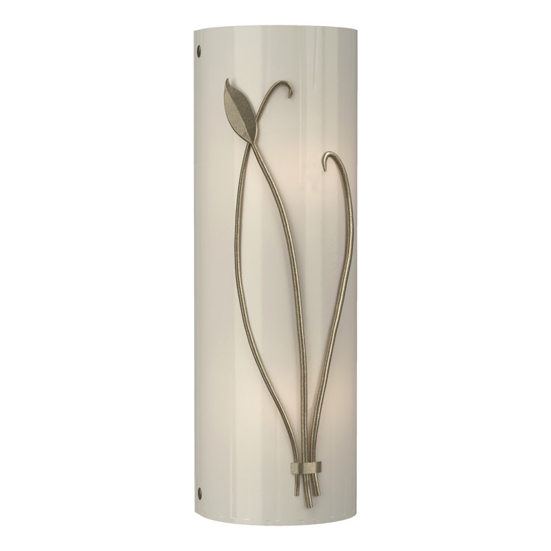 Leaf 2 - Light Flush Mounted Sconce, Ivory Art Glass, Soft Gold, Left
