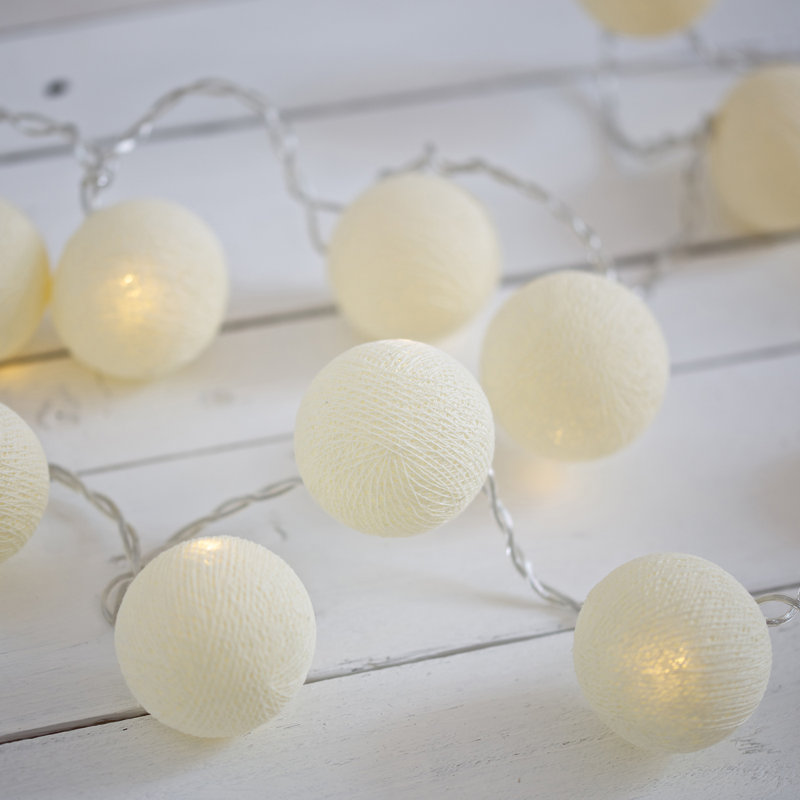 Misti LED Cotton Ball String Light, 20 Lamps - 5 Metre Long