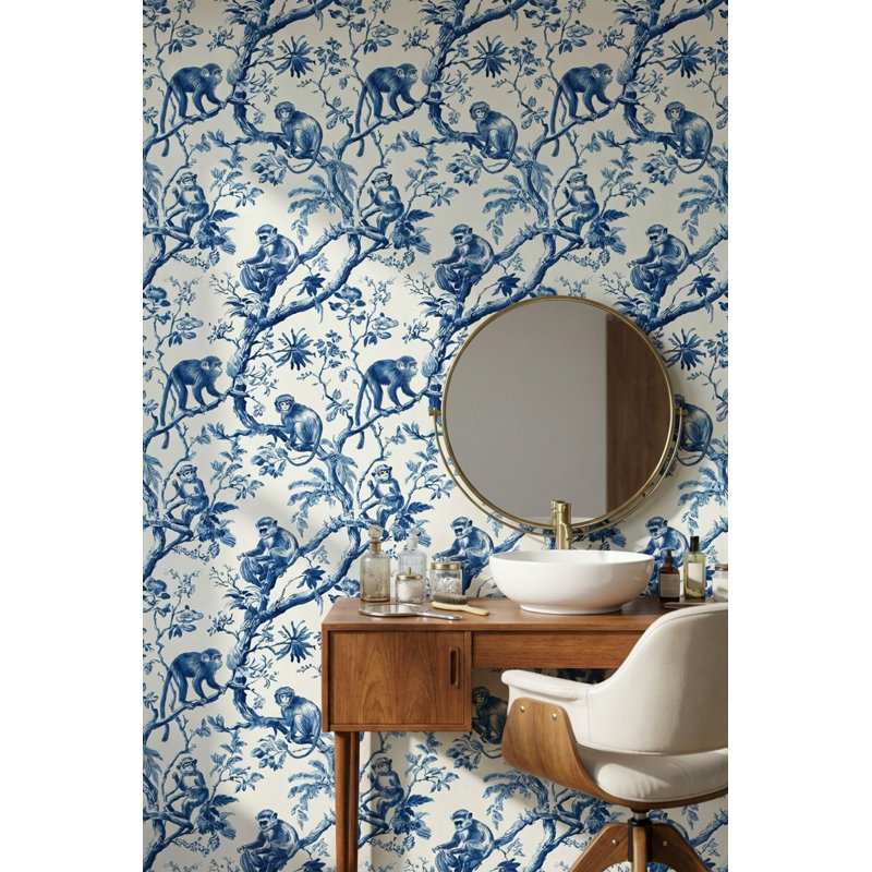 Papier peint floral traditionnel Monkeys Toile, Peler et coller