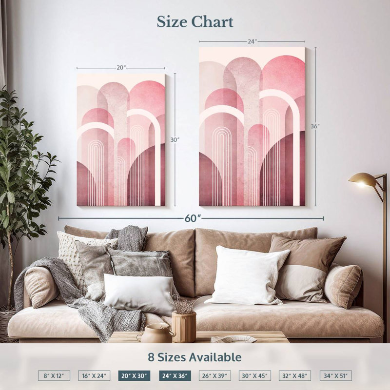 Avery Mid-Century Arches rose bourgogne I, H 36 po x l 24 po