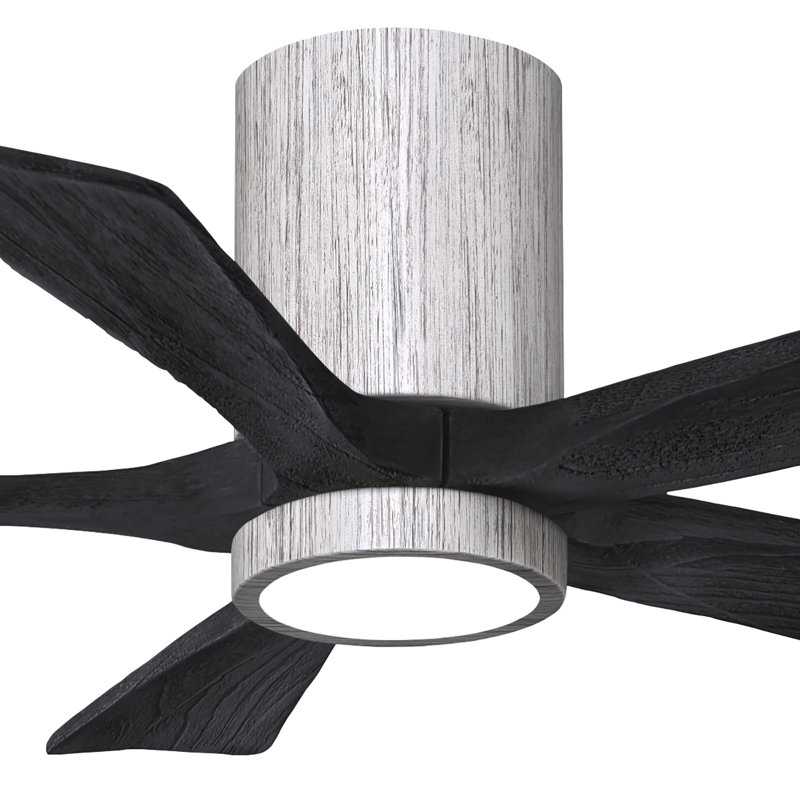 Irene Flushmount Light Kit 5 Blade LED Ceiling Fan, Barn Wood Tone, Matte Black, 42"