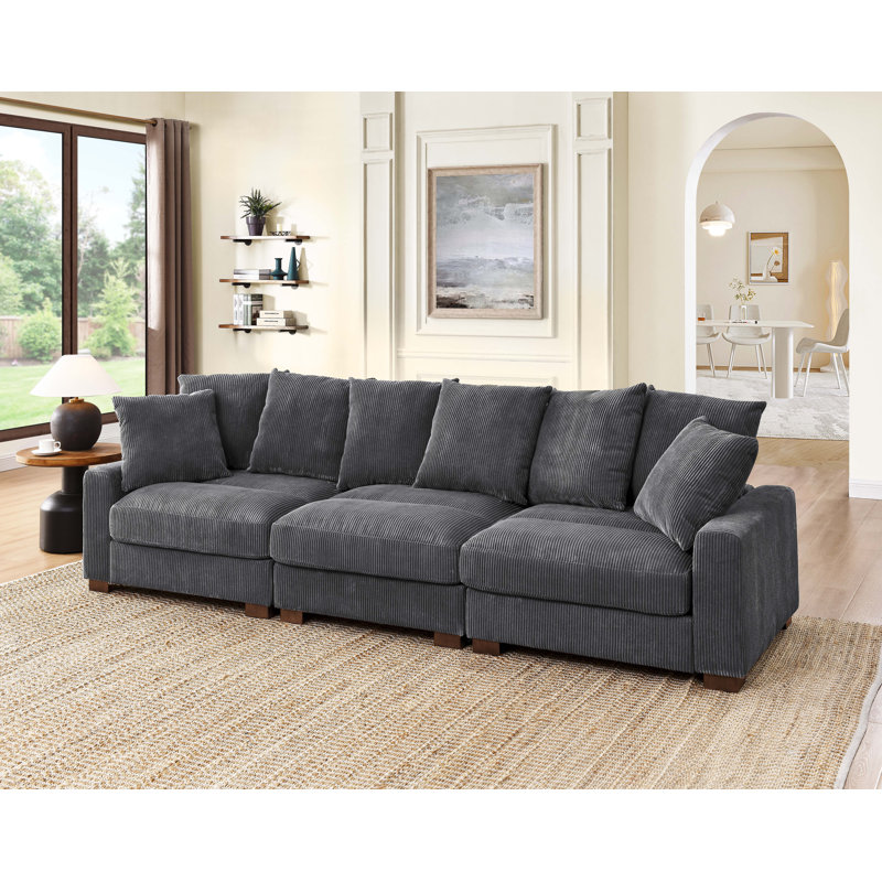 Yamal 122'' Corduroy Sofa, Gray
