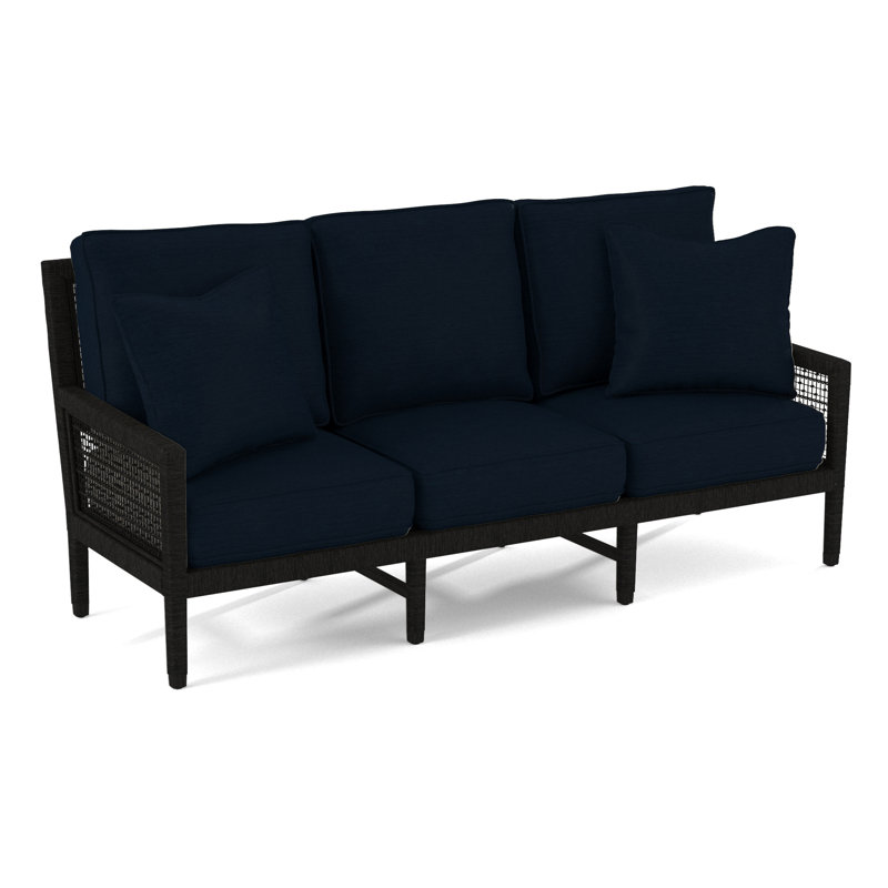 Pine Isle 76" Square Arm Sofa with Reversible Cushions, Navy Textured, 0805-61, Celery