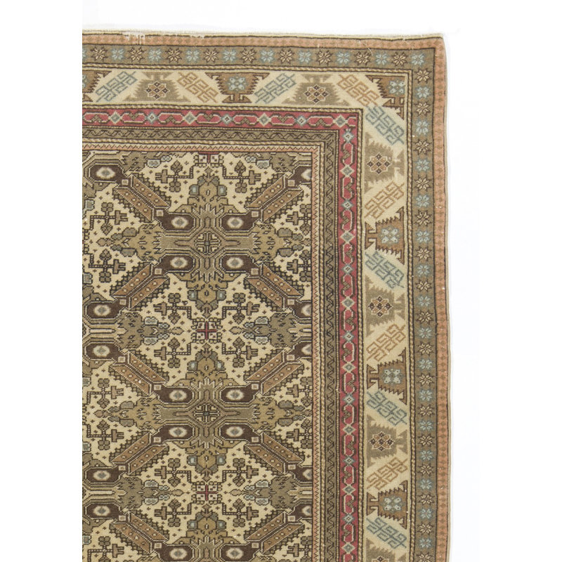 Tapis turc Oushak fabriqué à la main de style milieu du 20e siècle