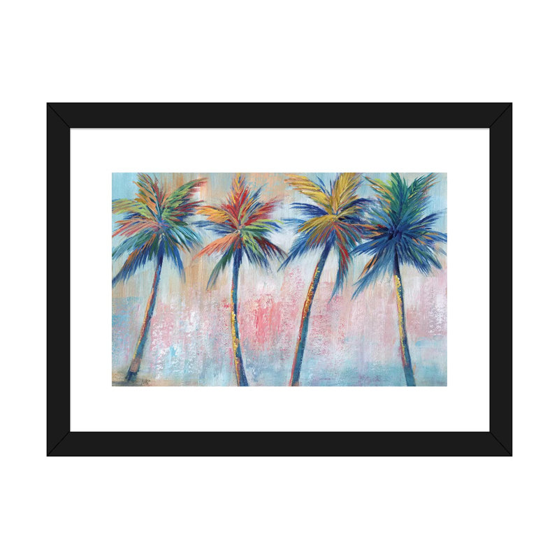 «Color Pop Palms» par Nan - impression, H 24 po x l 32 po x P 1 po, Cadre noir