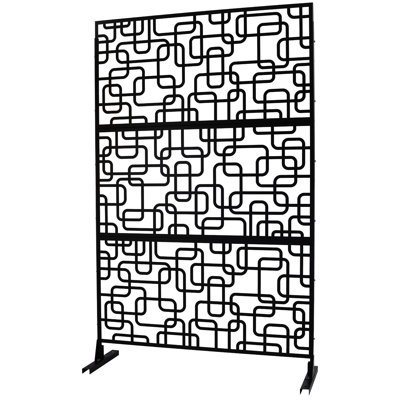 Freestanding Privacy Screen 76" H48" W - Stylish For Patio, Balcony, Deck Metal, Black, Elegant Deck, Pool Area Rustproof