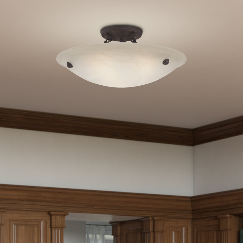 Plafonnier semi-encastré 3 lumières Aneudi, H 7 po x l 16 po x P 16 po