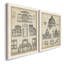 " Vintage Architects Plan I " 2 - Pieces Painting Print-346201216-346201219
