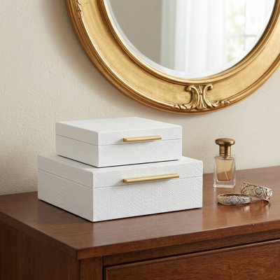 Rebeka 2 Piece Handmade Leather Decorative Box Set