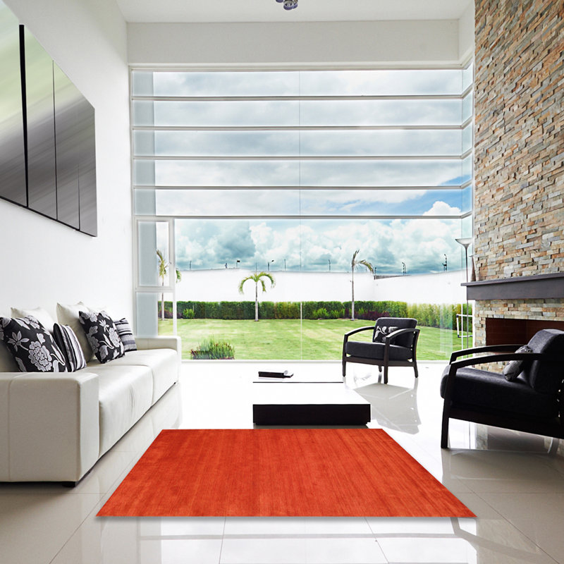 Tapis contemporain rouge, Carré 6 pi