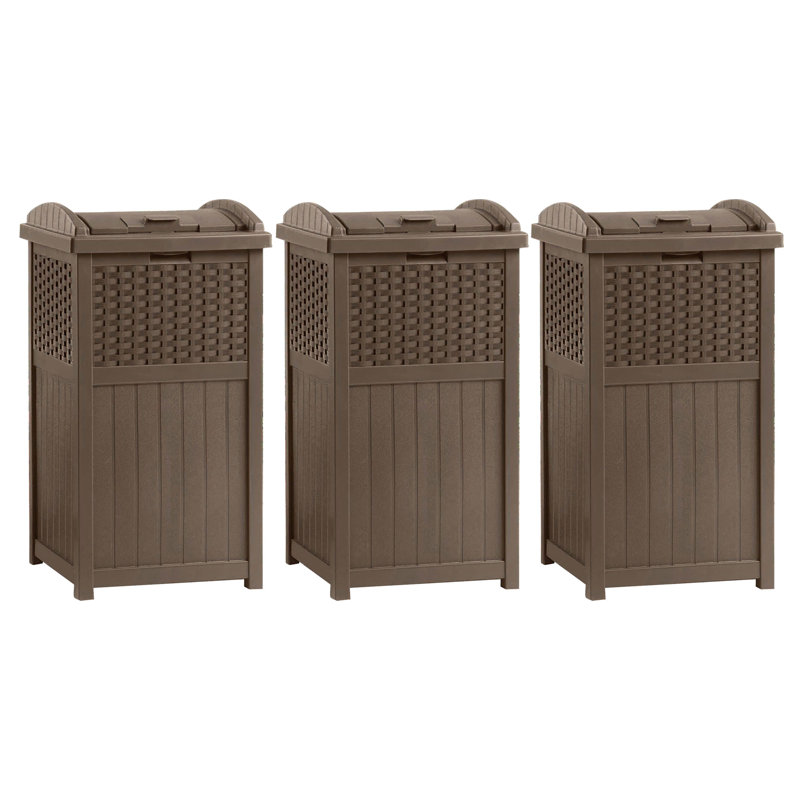 Poubelle extérieure 33 gallons Suncast Trash Can Hideaway, Brun