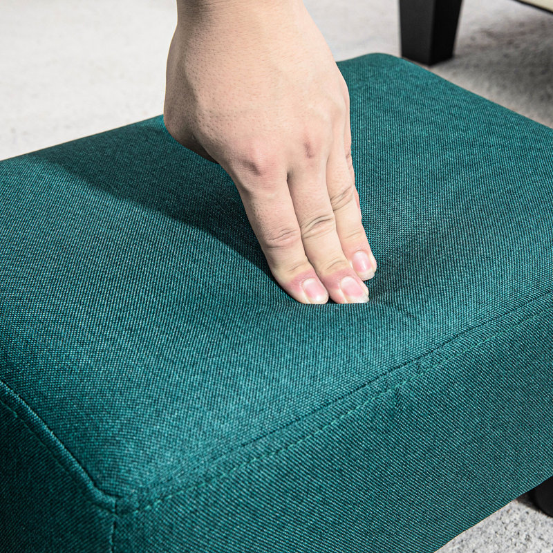 Foot Rest , Linen Upholstered With Plastic Leg Foundation For Living Area Room Foot, Covered And Legged Piece