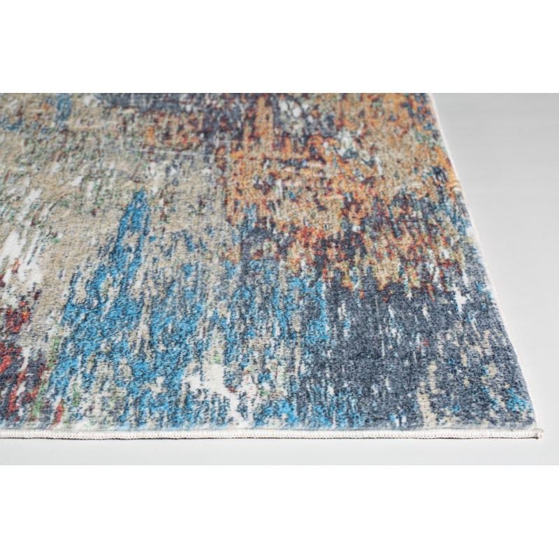 Tapis bleu Damitrius, Rectangle 5 pi x 7 pi 6 po