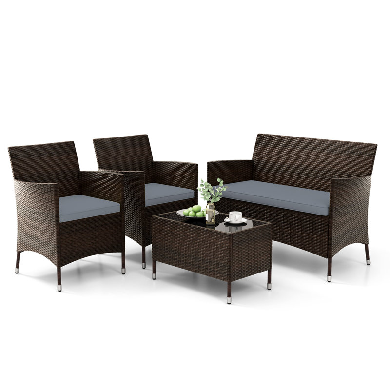 Bryen 4 - Person Patio Conversation Set with Cushions, Gray