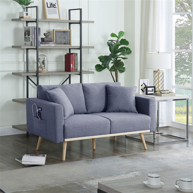 Causeuse Easton en lin et tissu gris foncé