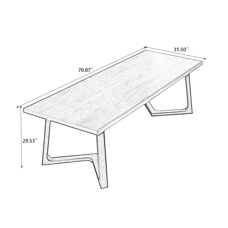 Bureau rectangulaire brun en bois massif, H 29,53 po x l 70,87 po x P 31,5 po