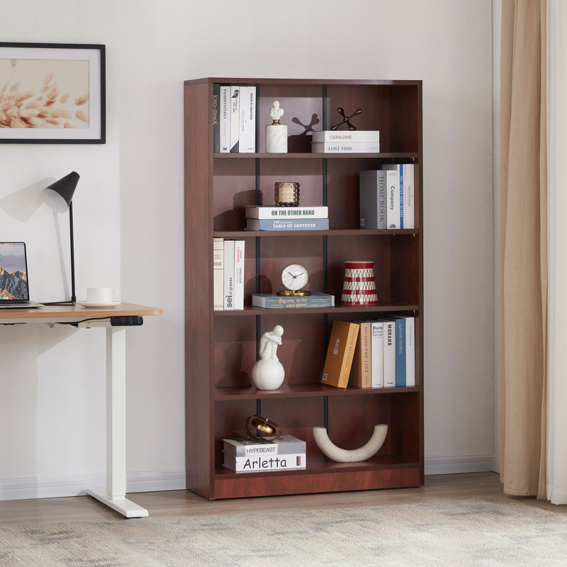 Latitude Run® Gibney Standard Bookcase, Cherry, (5 Shelves) 59.84” H x 33.07” W x 11.61”D