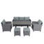 Ensemble de jardin en rotin 6 pièces avec canapé, chaise, tabourets et table -390000861-390000838