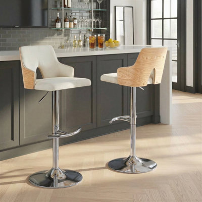 Tabouret de bar ajustable avec repose-pieds arrondi Saltram (ensemble de 2)