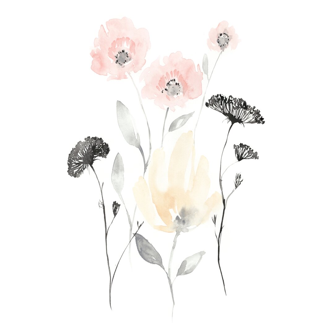 Leinwandbild Blush and Black Wildflowers I von Jennifer Goldberger