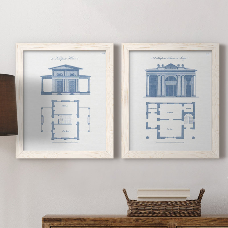 Garden Structures III - ensemble de 2 impressions encadrées, H 17 po x l 20 po x P 1 po, Toile blanche encadrée, Pas de tapis