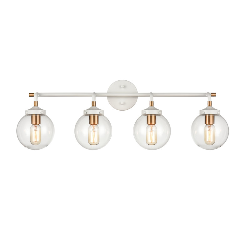Éclairage pour salle de bain 4 lumières Corbridge, H 12 po x l 33 po x P 8 po, Blanc, Quatre lumières