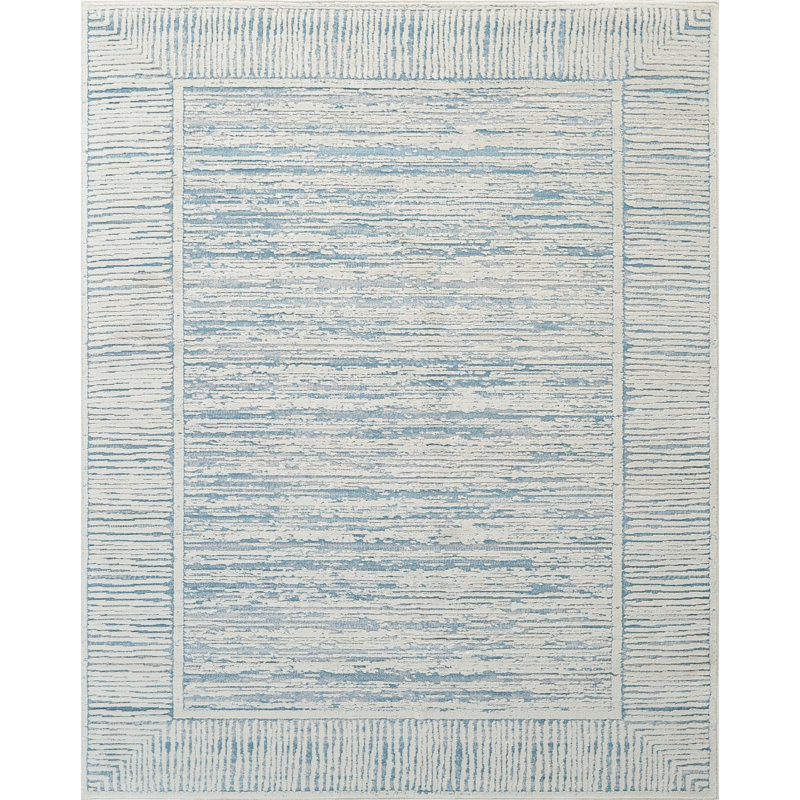 Tapis tissé à la machine Isborne , Bleu / Ivoire, Rectangle 12 pi x 15 pi 2 po