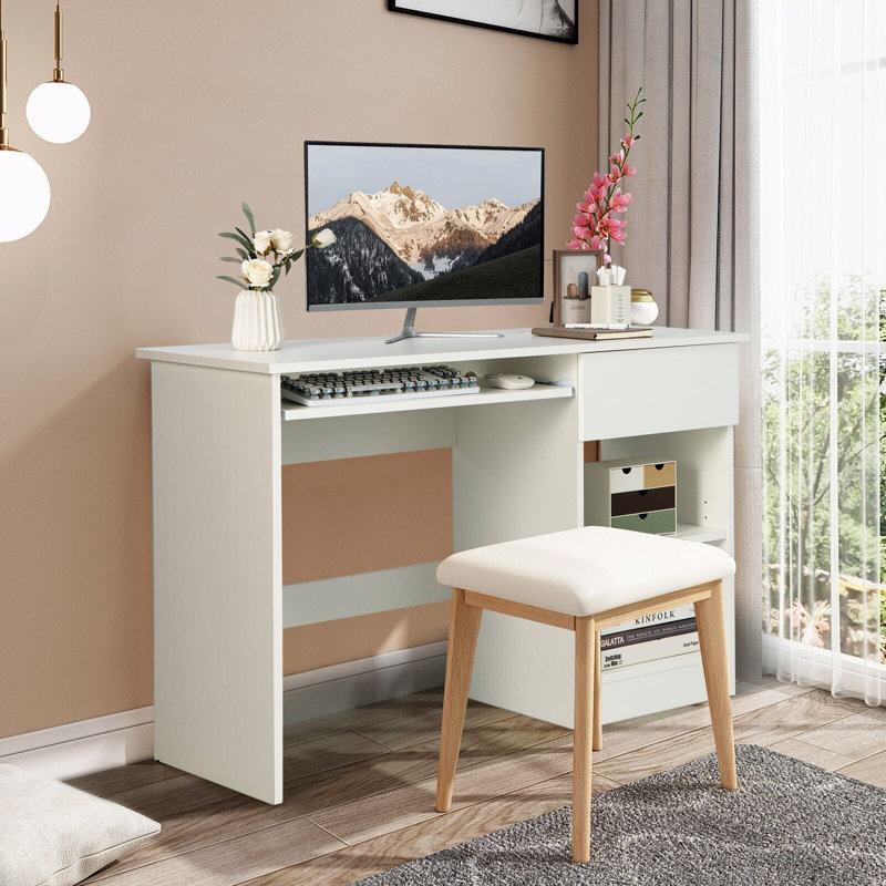 108Cm W Rectangular Computer Desk, White