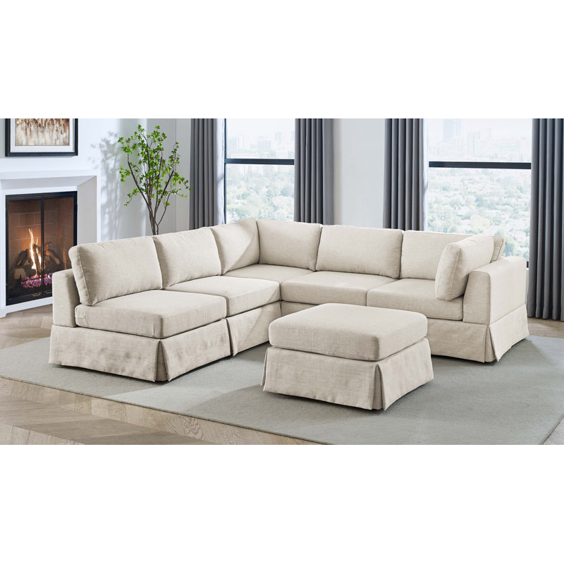Arbas Upholstered U-Shaped Sectional Reversible, Beige