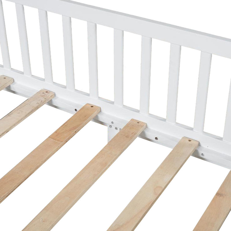 Lit simple en bois avec garde-corps et DEL