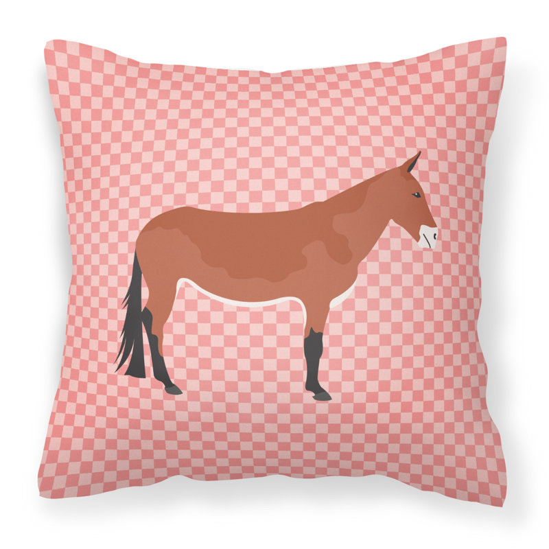 Coussin décoratif extérieur mule check, Rose, 18 po x 18 po