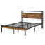 Structure de lit plateforme en métal avec tête et pied de lit en bois, chargeur USB, aucun sommier nécessaire, grand rangement sous le lit, assemblage facile-1154312122