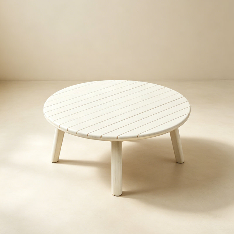27.6" Round Solid Wood Outdoor Coffee Table, 11.9" H x 27.6" W x 27.6" D