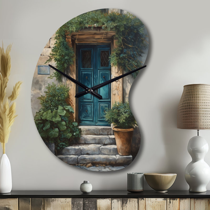 Horloge murale en métal bleu et beige Nature's, Petit