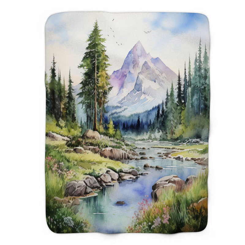 Scenic Peaks Art - 1 pièce Sherpa Premium, Lit simple