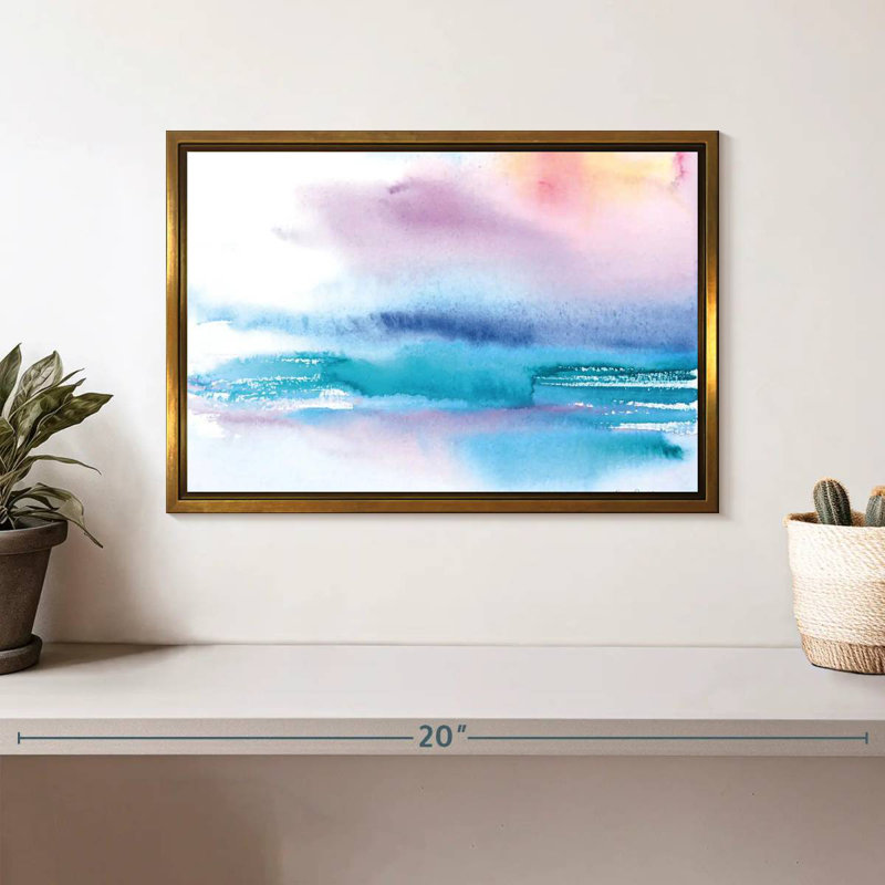 Coucher de soleil délavé, Cadre flottant doré, 13 po x 9 po