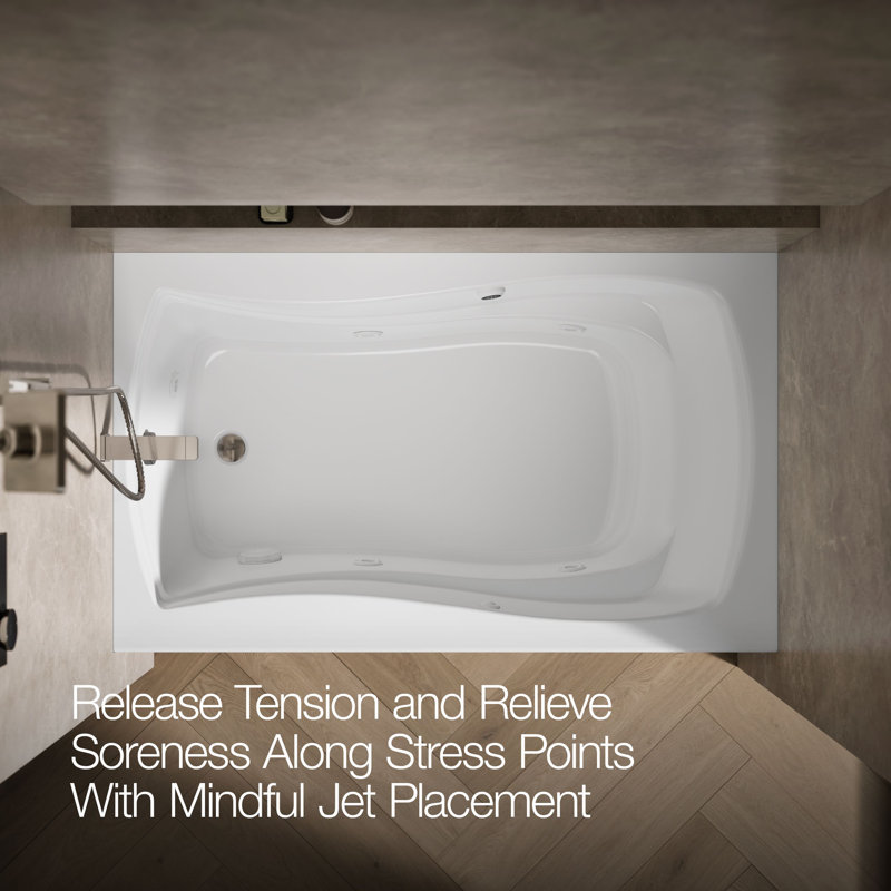 Mariposa® 60" x 36" Alcove/Tile in Whirlpool Acrylic Bathtub, White, Left