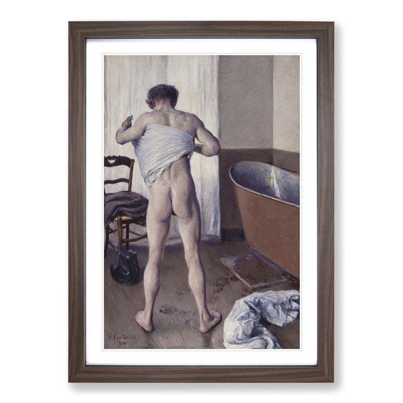 Man at His Bath by Gustave Caillebotte - Picture Frame Painting, Walnut Framed, 65cm H x 48cm W x 2cm D