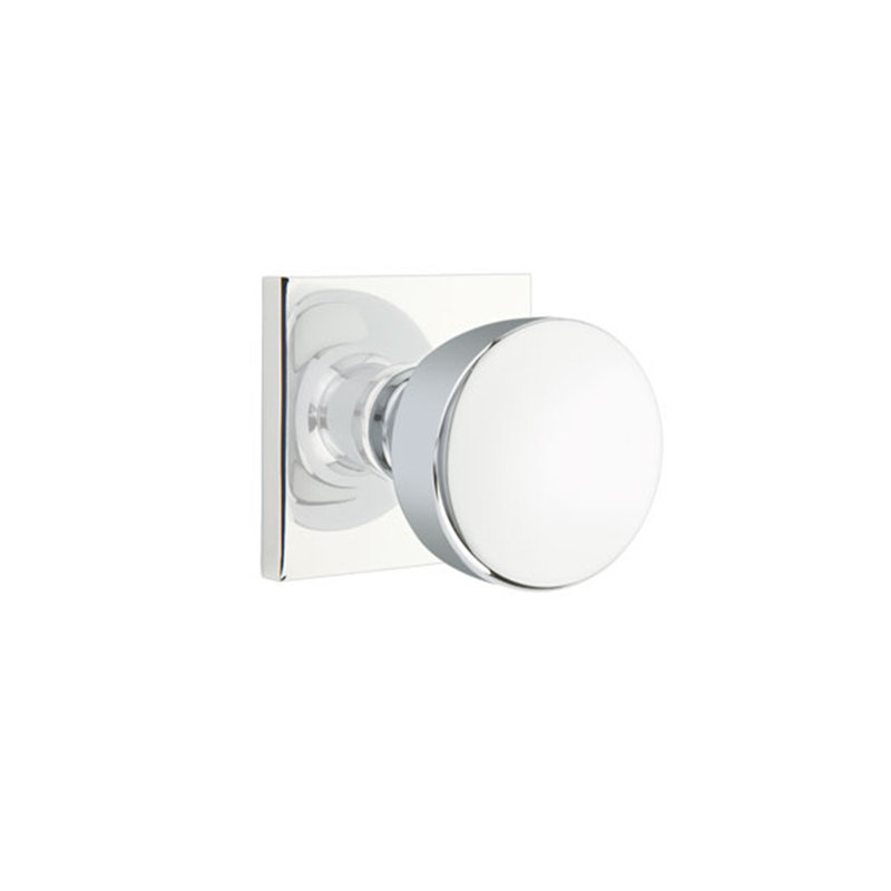 Emtek Dummy Knobset w/ Square Rosette and Laurent Knob, Polished Chrome